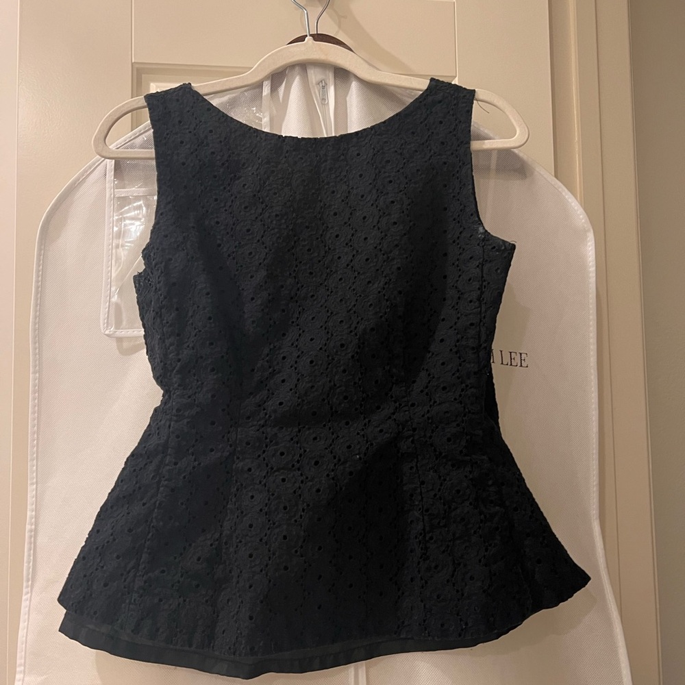 Kate Spade eyelet black peplum top